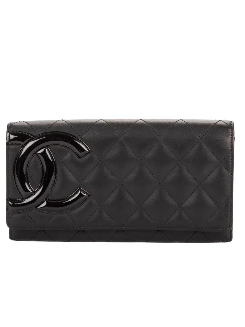 Chanel Cambon Ligne Bifold Wallet Black Quilted Lambskin Leather